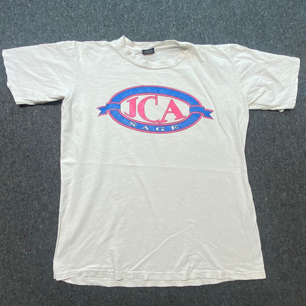 Jansport Graphic‎ T Shirt L Large Mens White 90s Vintage JCA Sage Single Stitch